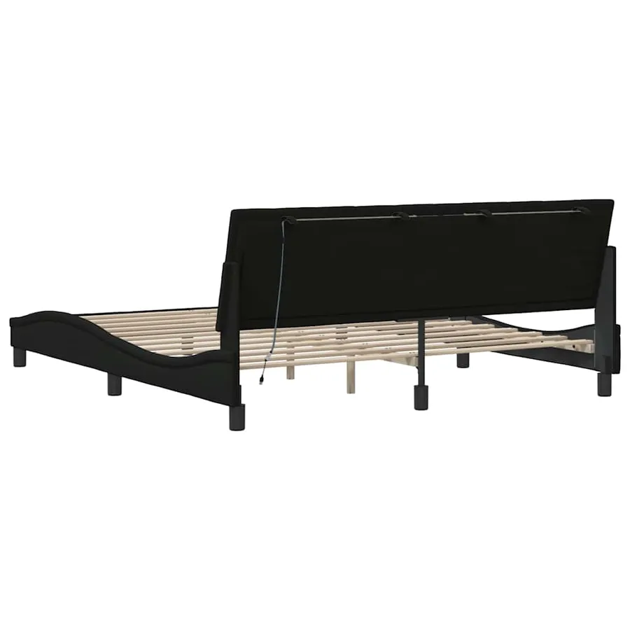 Cadre de lit sans matelas Hanko noir 180x200 cm tissu - 10