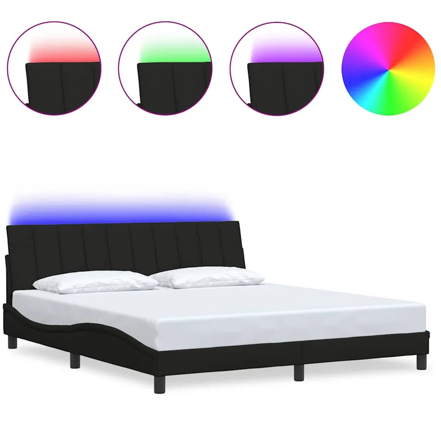 Cadre de lit sans matelas Hanko noir 180x200 cm tissu - 2