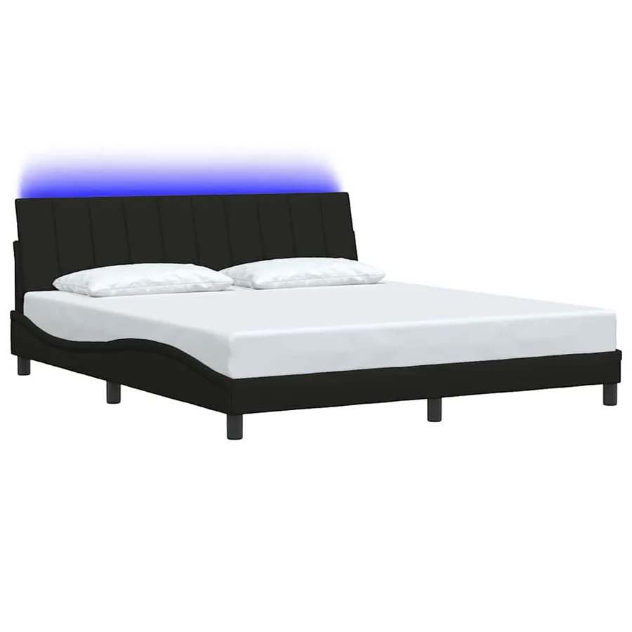 Cadre de lit sans matelas Hanko noir 180x200 cm tissu - 3