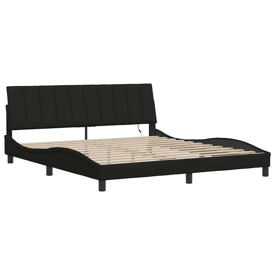Cadre de lit sans matelas Hanko noir 180x200 cm tissu - 5