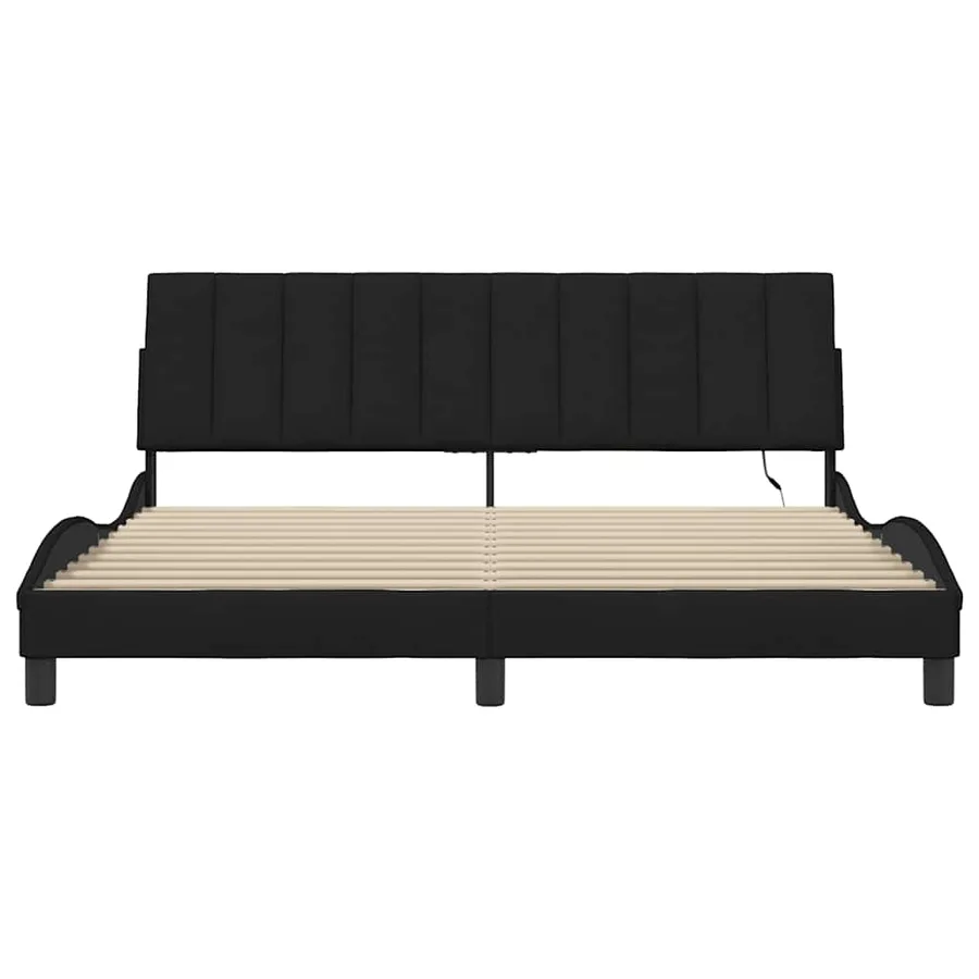 Cadre de lit sans matelas Hanko noir 180x200 cm tissu - 6