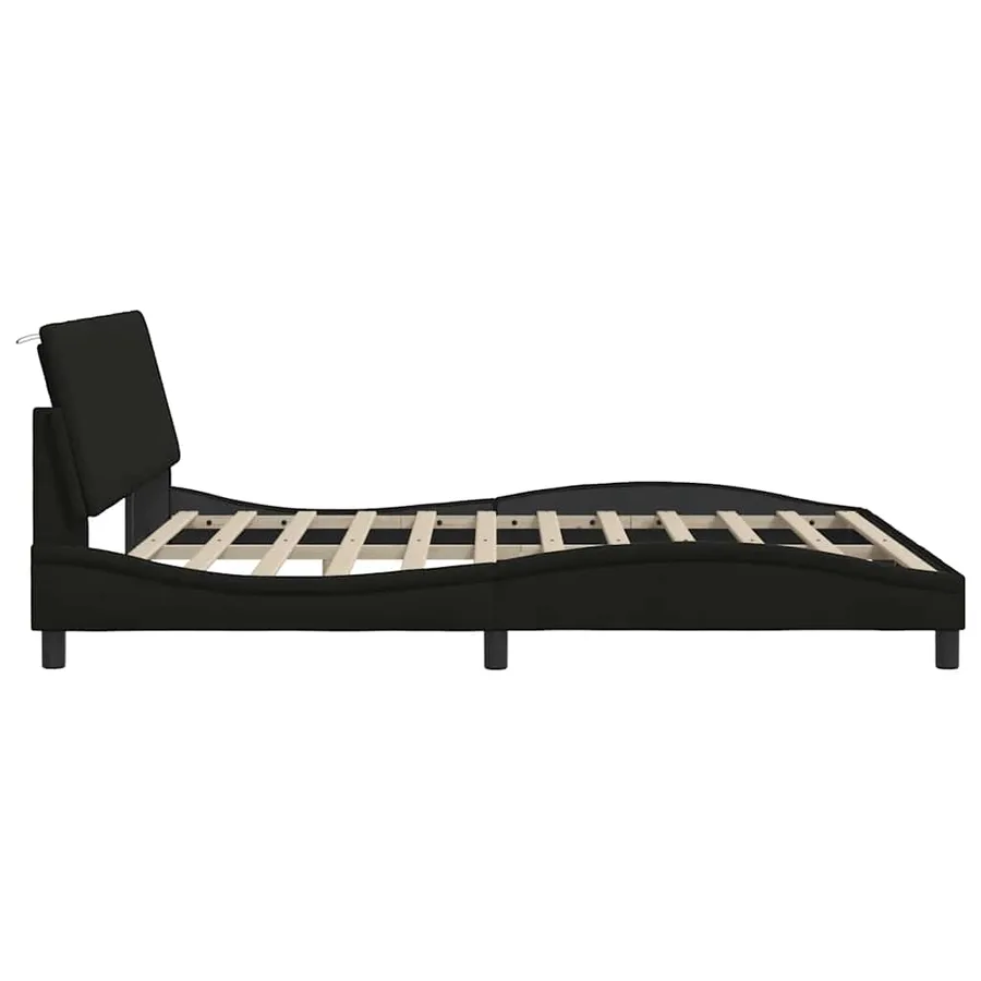 Cadre de lit sans matelas Hanko noir 180x200 cm tissu - 9