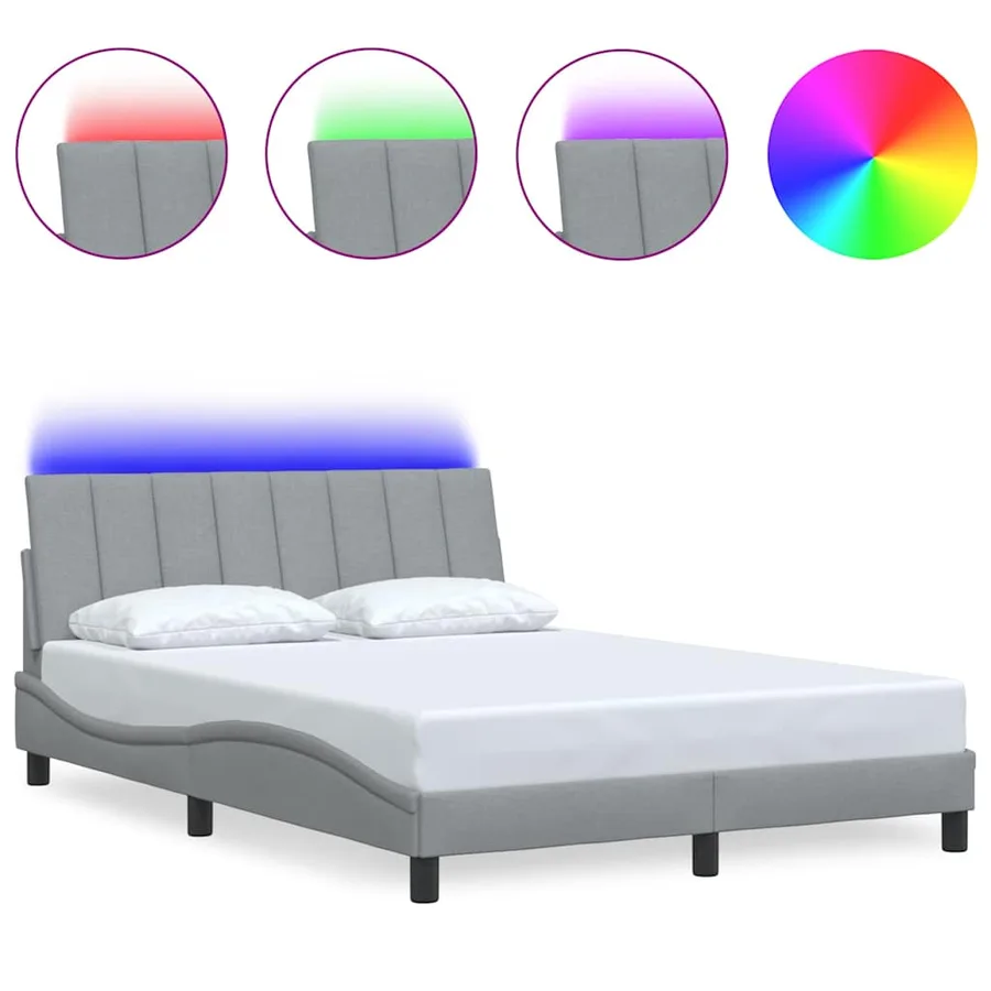 Cadre de lit sans matelas Hanko gris clair 140x190 cm tissu - 2