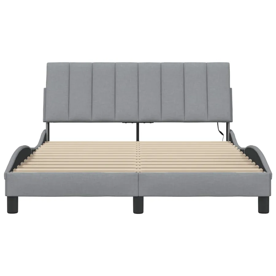 Cadre de lit sans matelas Hanko gris clair 140x190 cm tissu - 6