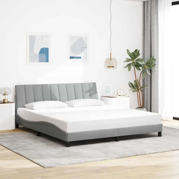 Cadre de lit sans matelas Hanko gris clair 180x200 cm tissu