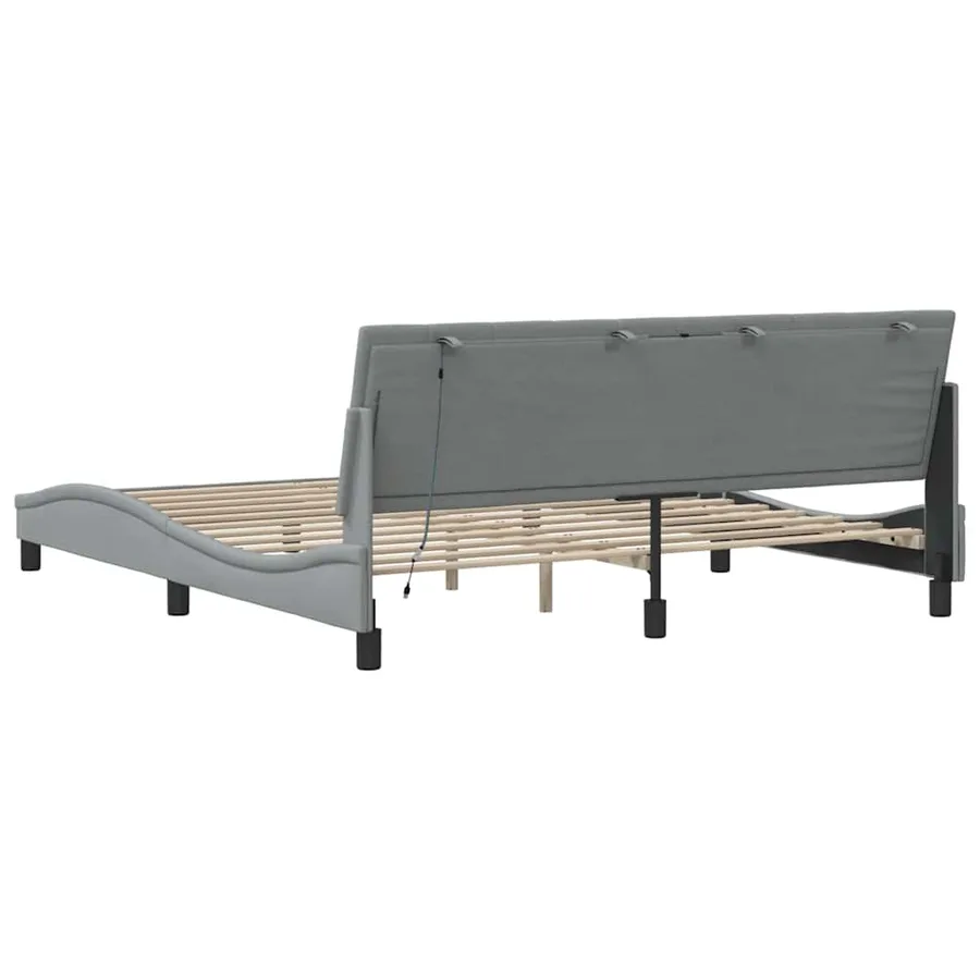 Cadre de lit sans matelas Hanko gris clair 180x200 cm tissu - 10