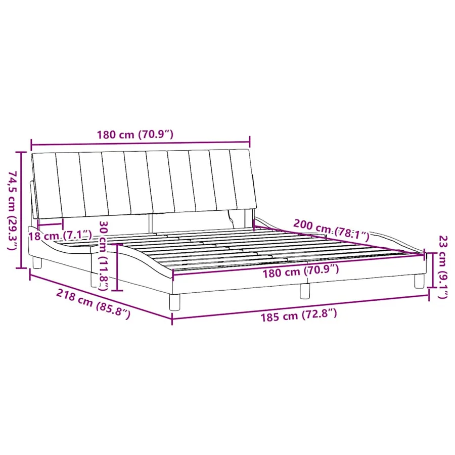 Cadre de lit sans matelas Hanko gris clair 180x200 cm tissu - 16