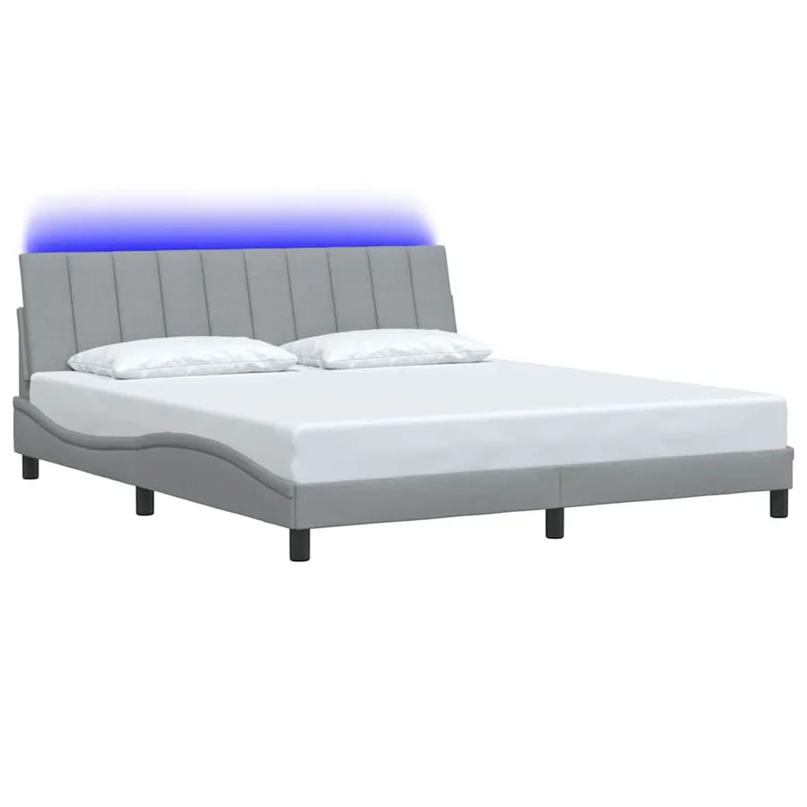 Cadre de lit sans matelas Hanko gris clair 180x200 cm tissu - 3