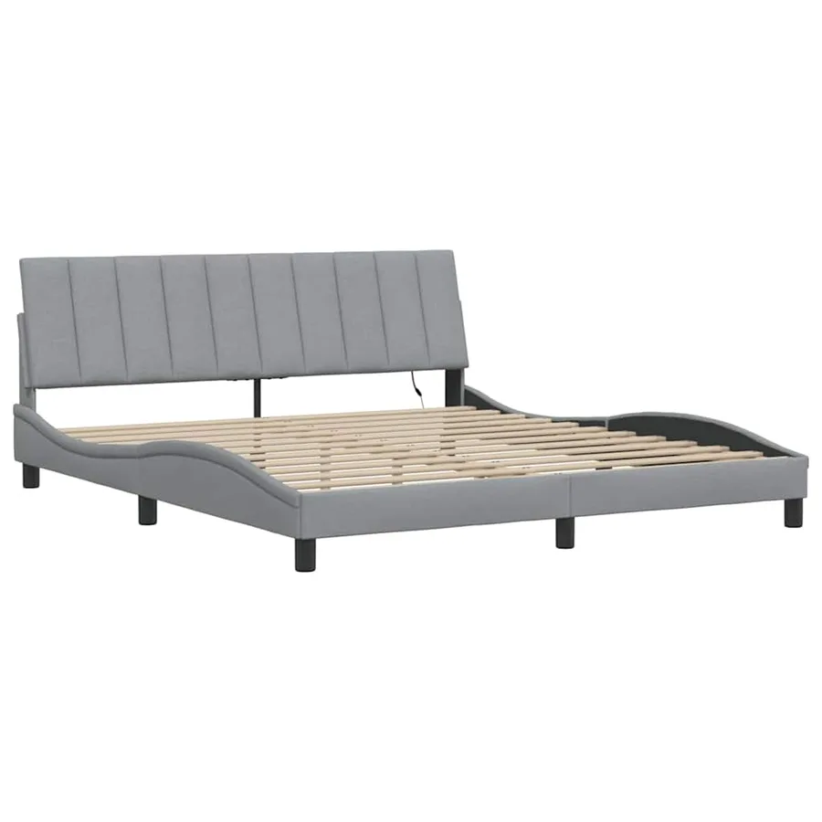 Cadre de lit sans matelas Hanko gris clair 180x200 cm tissu - 5