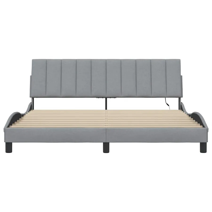 Cadre de lit sans matelas Hanko gris clair 180x200 cm tissu - 6