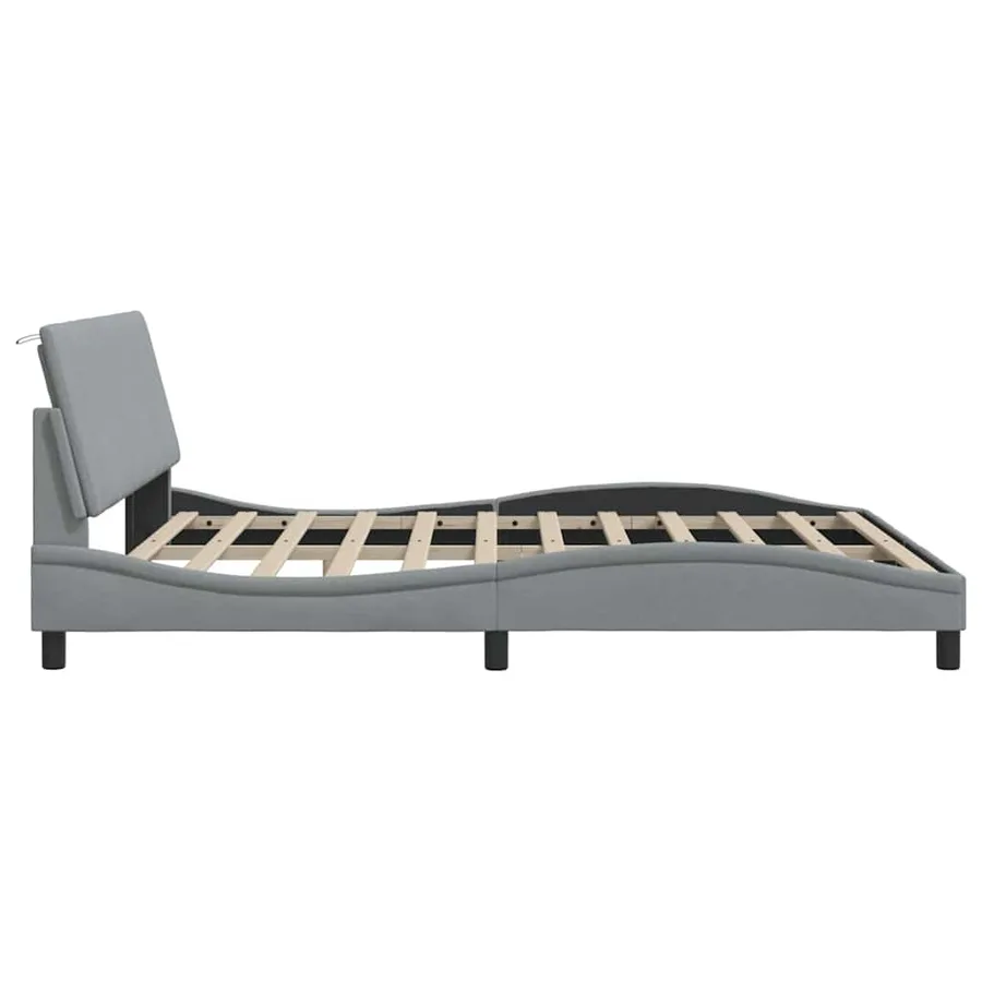 Cadre de lit sans matelas Hanko gris clair 180x200 cm tissu - 9