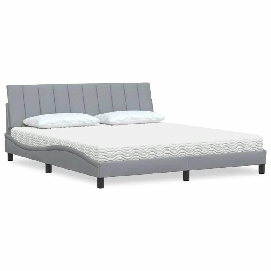 Lit avec matelas Hanko gris clair 180x200 cm tissu