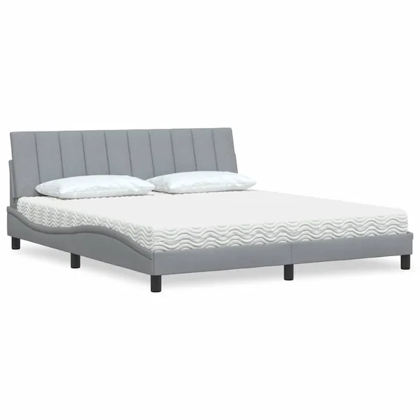 Lit avec matelas Hanko gris clair 180x200 cm tissu