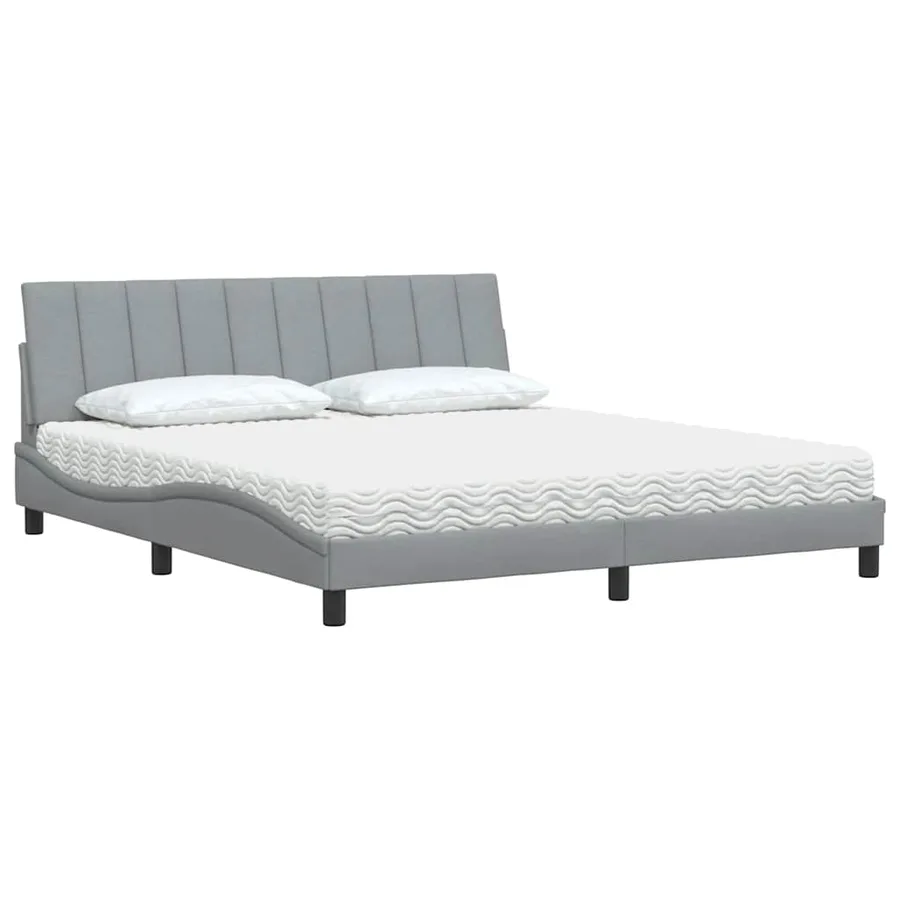 Lit avec matelas Hanko gris clair 180x200 cm tissu - 4