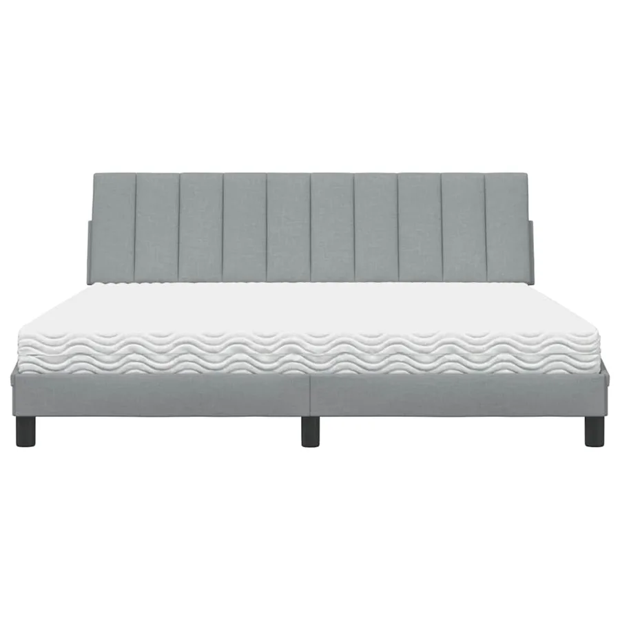 Lit avec matelas Hanko gris clair 180x200 cm tissu - 5