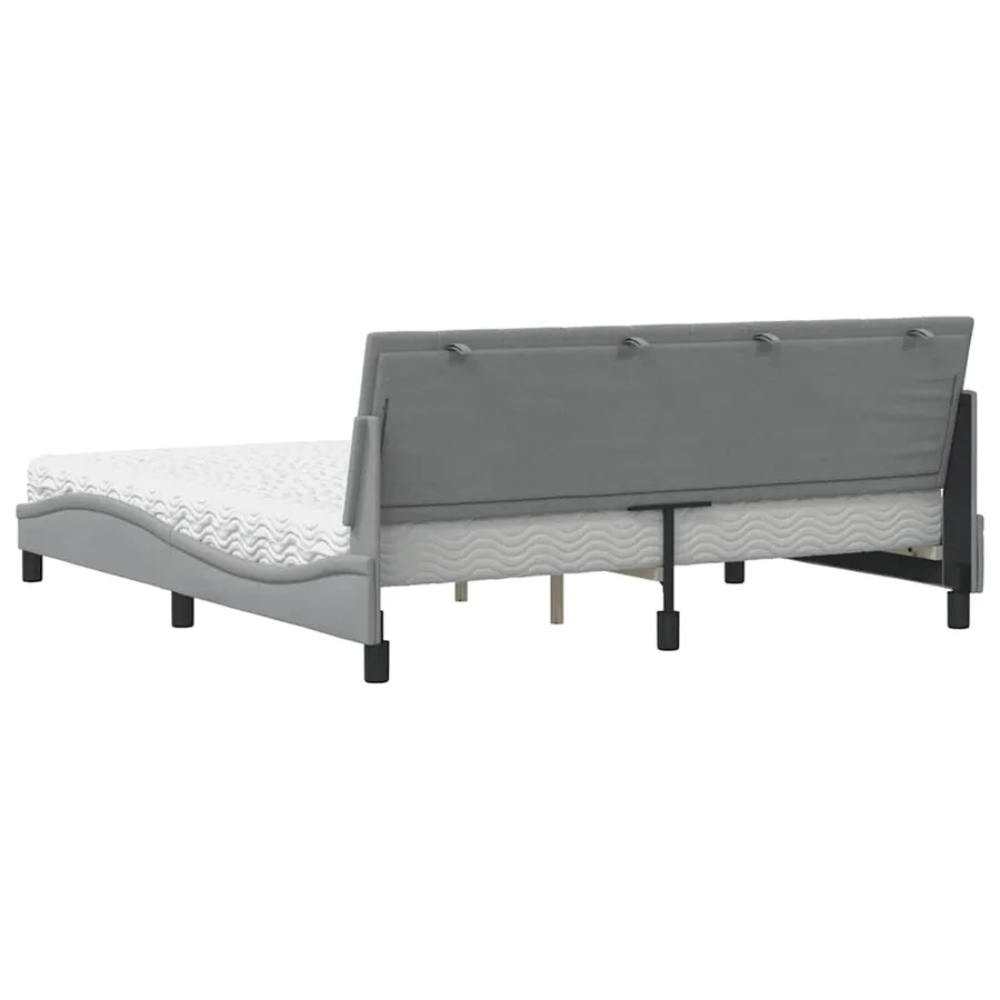 Lit avec matelas Hanko gris clair 180x200 cm tissu - 7