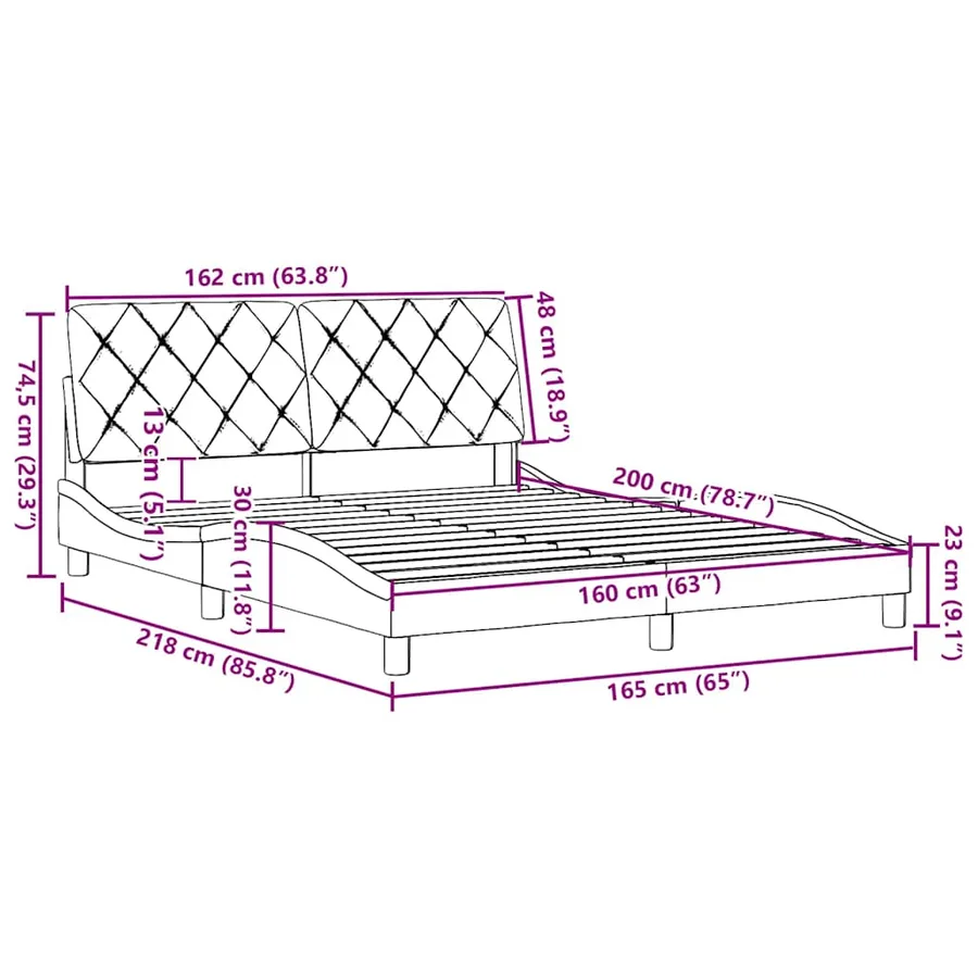 Cadre de lit sans matelas gris clair 160x200 cm tissu - 13