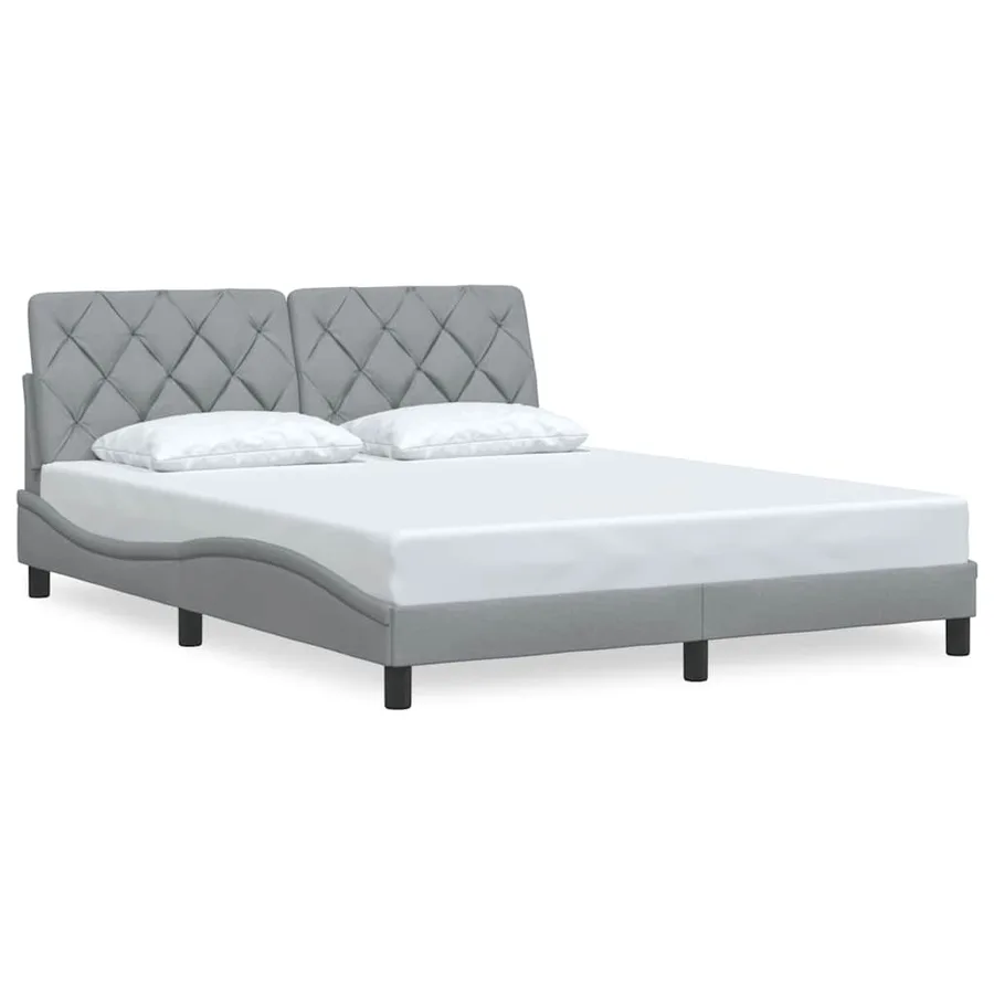 Cadre de lit sans matelas gris clair 160x200 cm tissu - 3