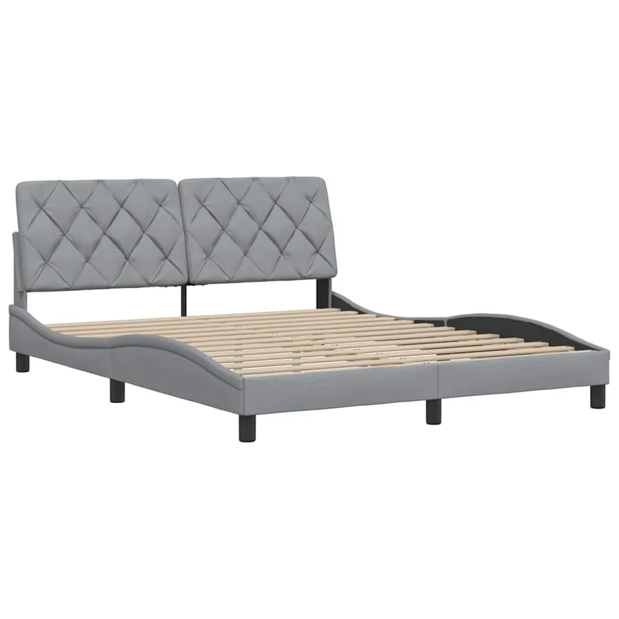 Cadre de lit sans matelas gris clair 160x200 cm tissu - 4