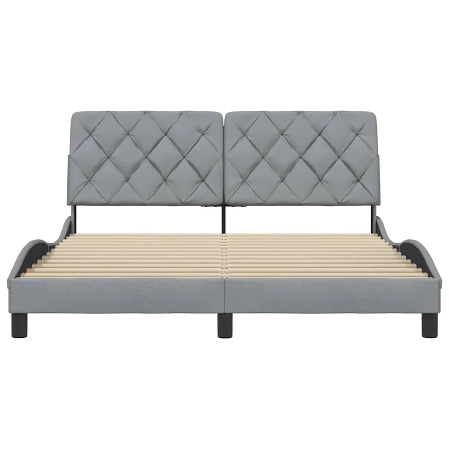 Cadre de lit sans matelas gris clair 160x200 cm tissu - 5
