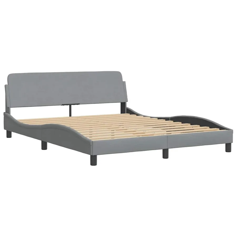 Cadre de lit sans matelas gris clair 160x200 cm tissu - 6