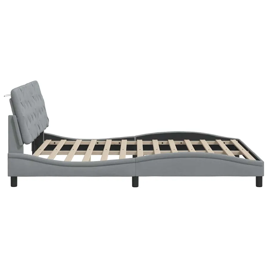 Cadre de lit sans matelas gris clair 160x200 cm tissu - 8