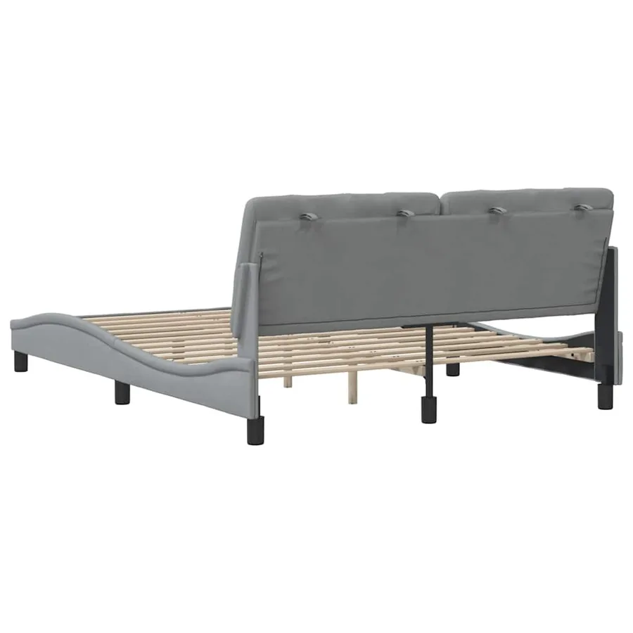 Cadre de lit sans matelas gris clair 160x200 cm tissu - 9