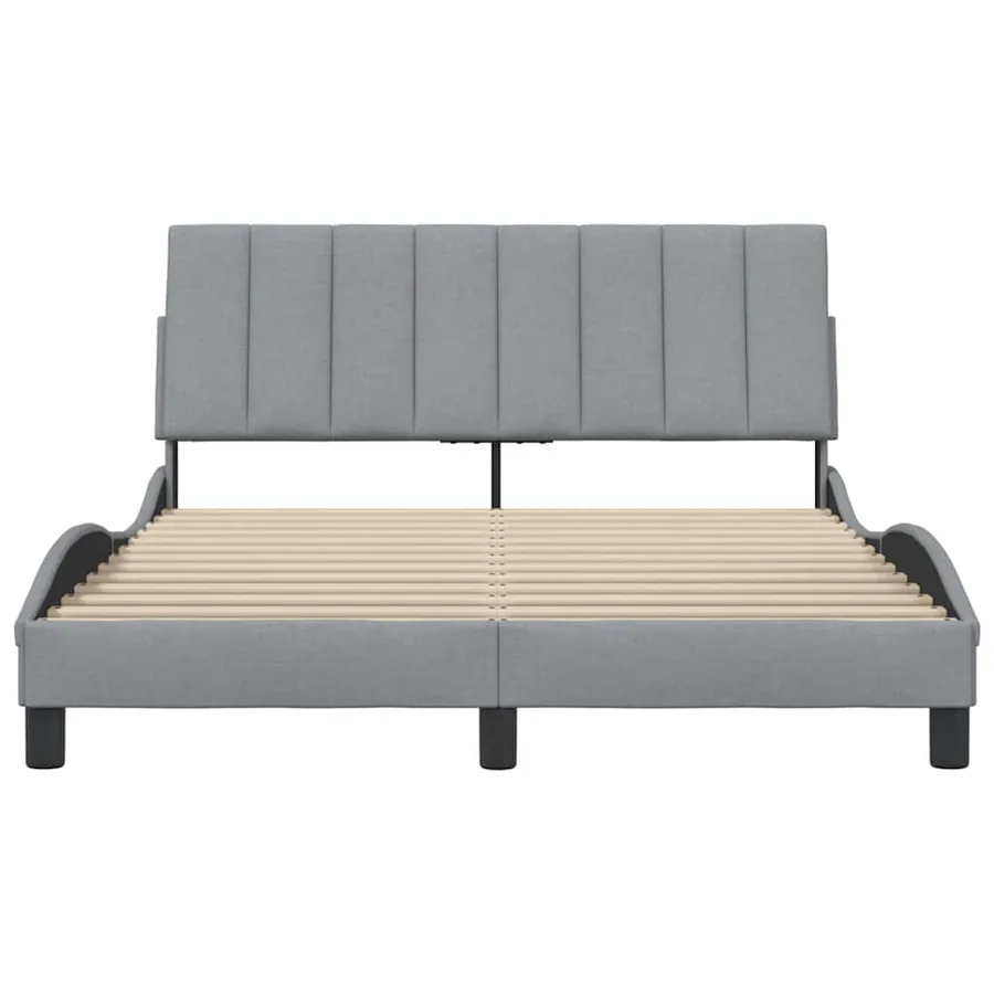 Cadre de lit sans matelas Hanko gris clair 140x190 cm tissu - 4