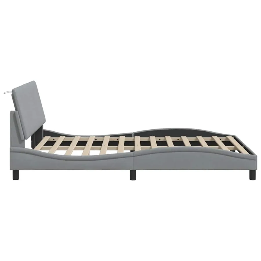 Cadre de lit sans matelas Hanko gris clair 140x190 cm tissu - 8