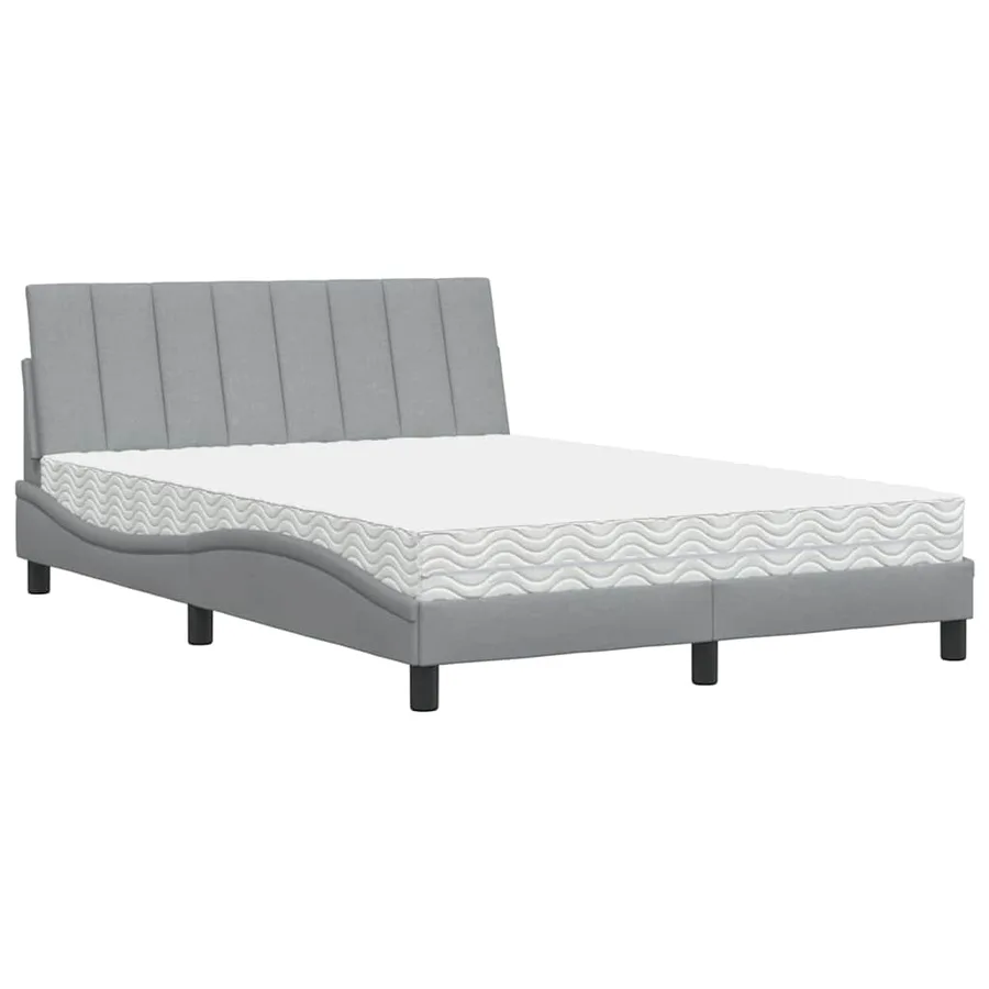 Lit avec matelas Hanko gris clair 140x190 cm tissu - 2