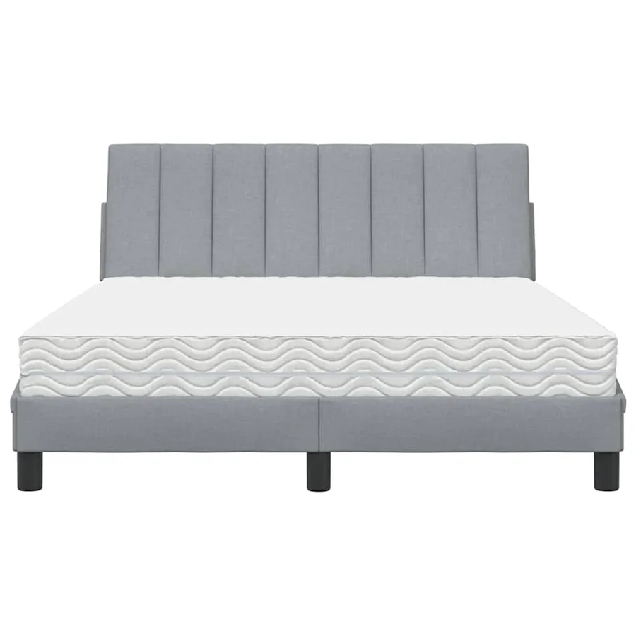 Lit avec matelas Hanko gris clair 140x190 cm tissu - 5