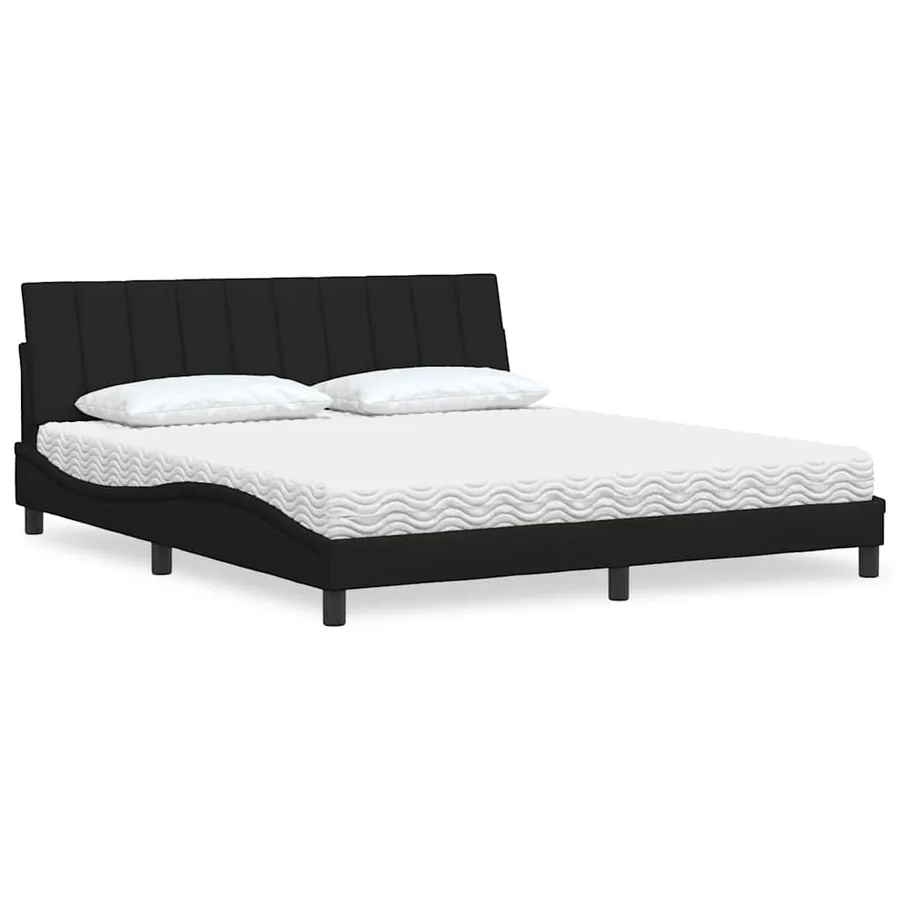 Lit avec matelas Hanko noir 180x200 cm tissu