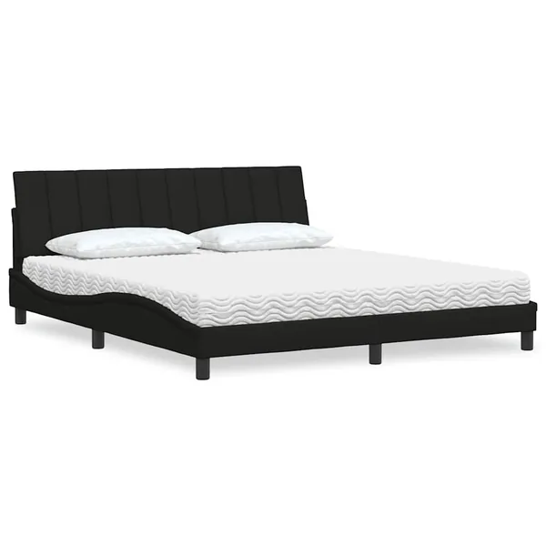 Lit avec matelas Hanko noir 180x200 cm tissu