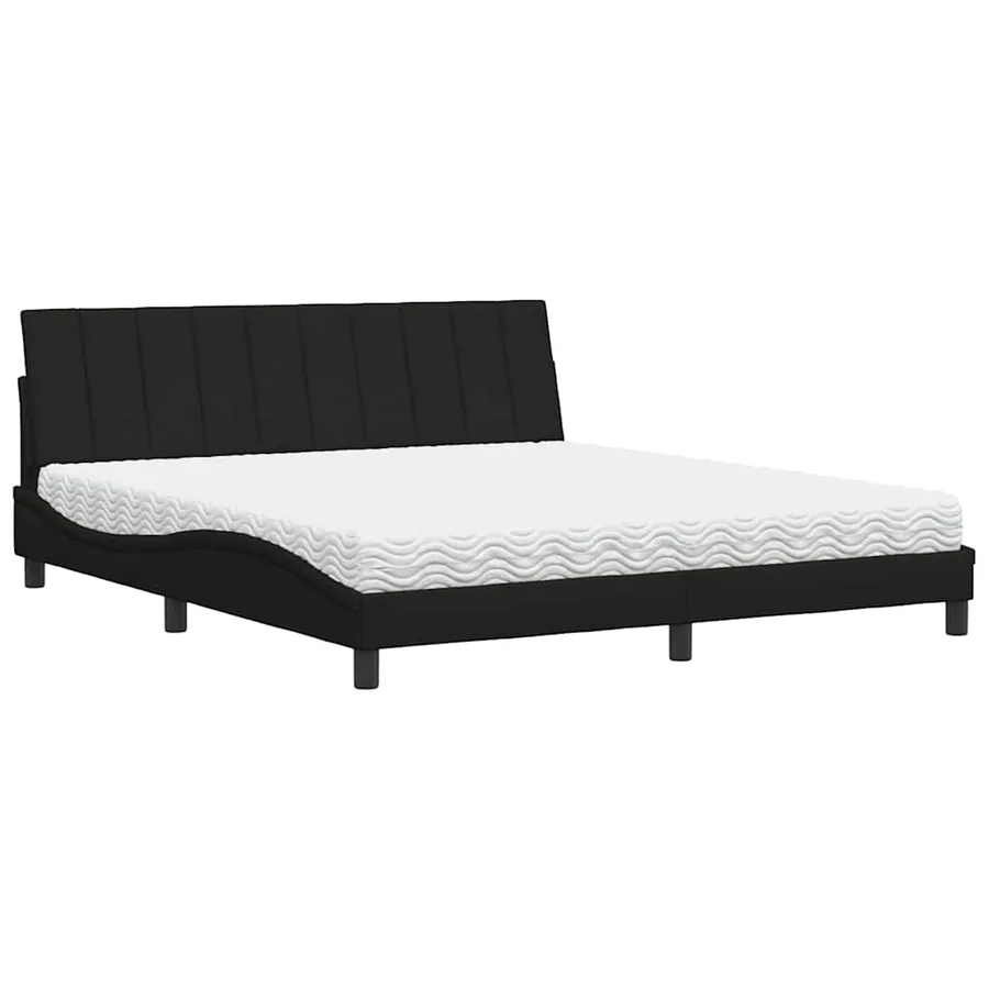 Lit avec matelas Hanko noir 180x200 cm tissu - 2