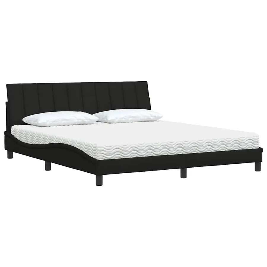 Lit avec matelas Hanko noir 180x200 cm tissu - 4