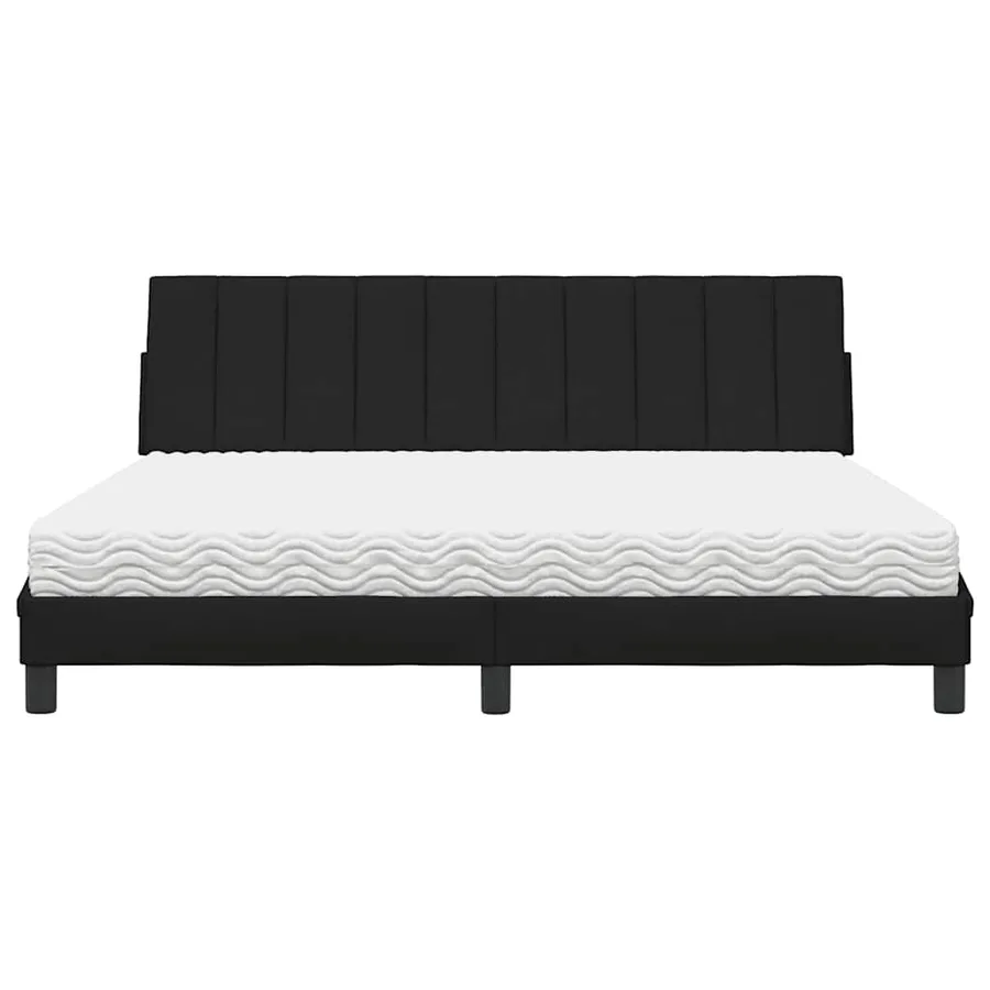Lit avec matelas Hanko noir 180x200 cm tissu - 5