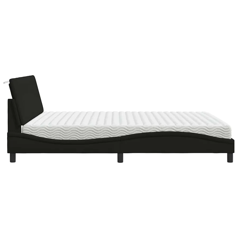 Lit avec matelas Hanko noir 180x200 cm tissu - 6