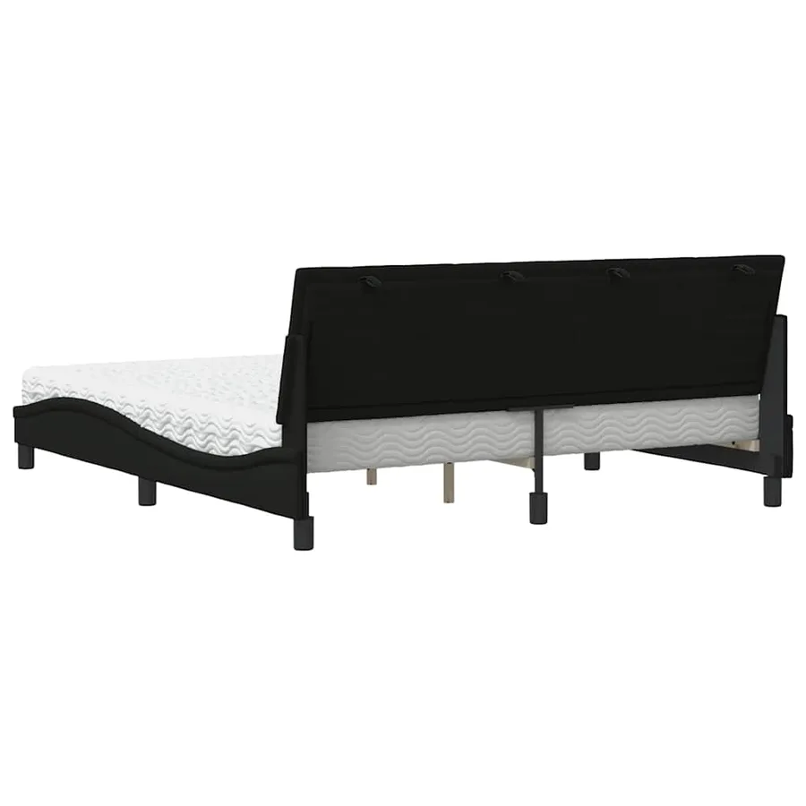Lit avec matelas Hanko noir 180x200 cm tissu - 7