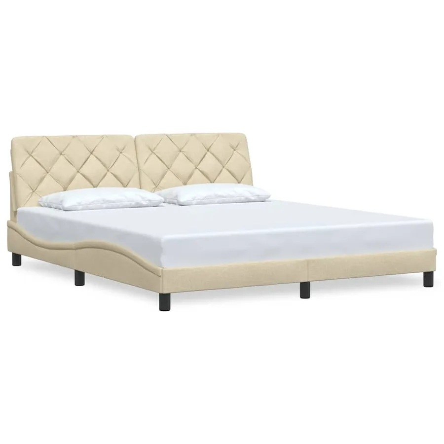 Cadre de lit sans matelas crème 180x200 cm tissu - 2