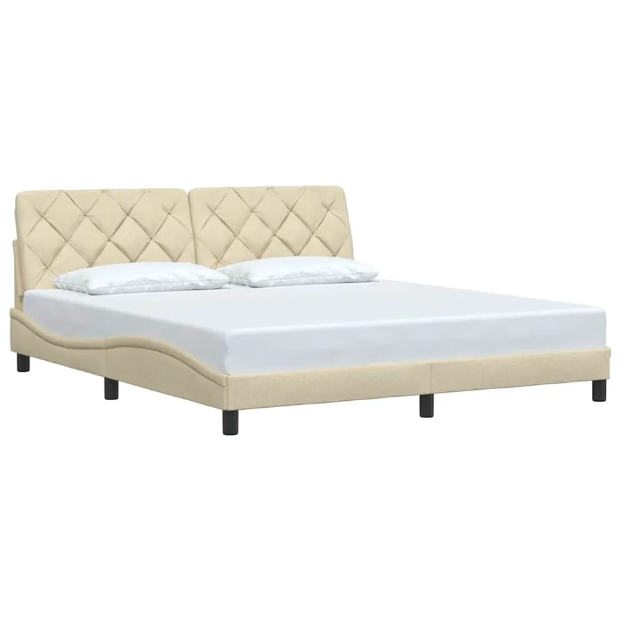 Cadre de lit sans matelas crème 180x200 cm tissu - 3
