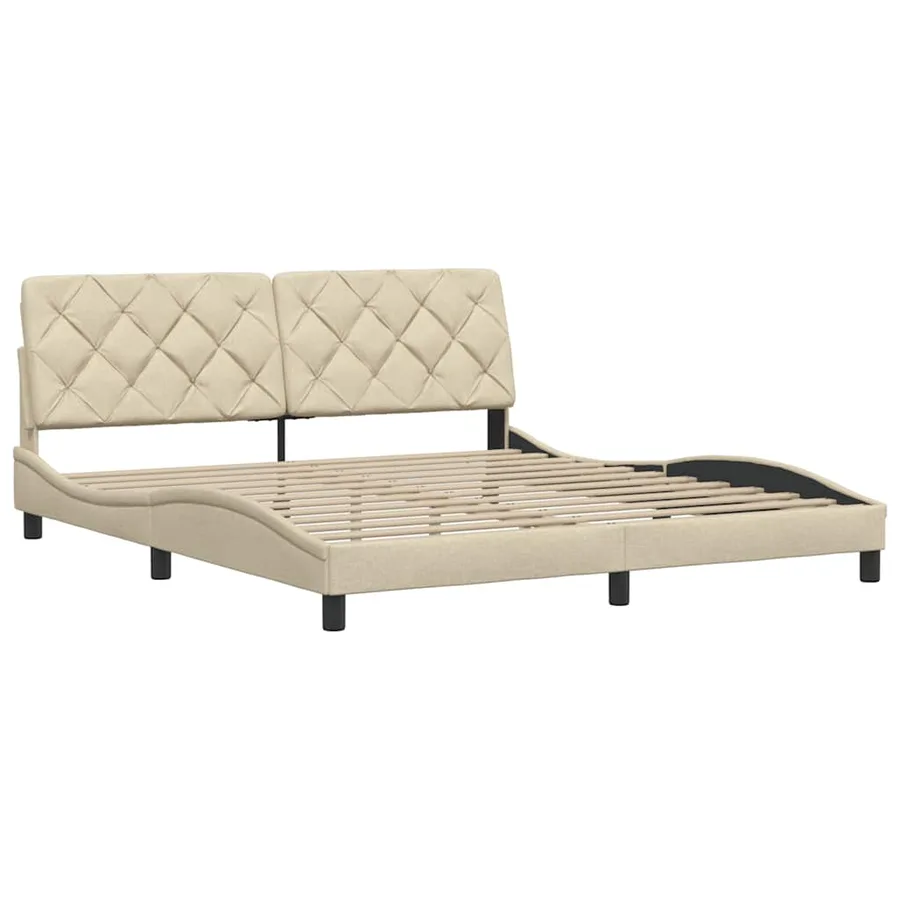 Cadre de lit sans matelas crème 180x200 cm tissu - 4