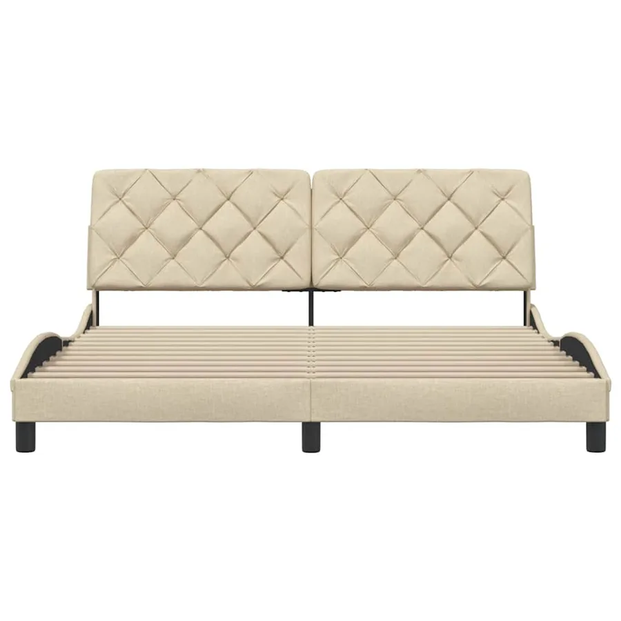 Cadre de lit sans matelas crème 180x200 cm tissu - 5