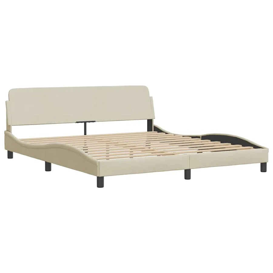 Cadre de lit sans matelas crème 180x200 cm tissu - 6