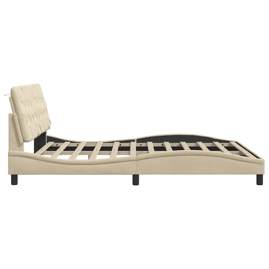 Cadre de lit sans matelas crème 180x200 cm tissu - 8