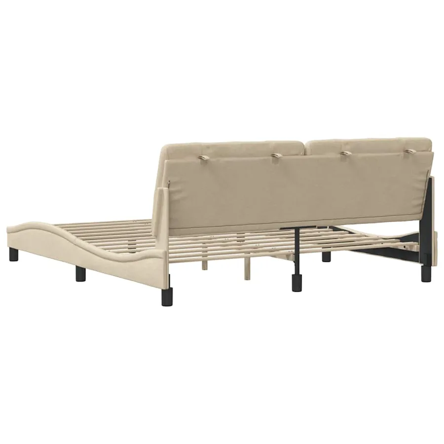 Cadre de lit sans matelas crème 180x200 cm tissu - 9