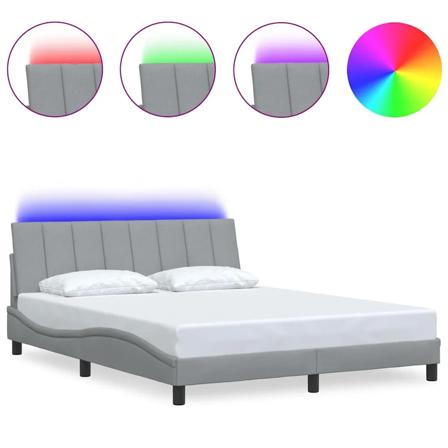 Cadre de lit sans matelas Hanko gris clair 160x200 cm tissu - 2