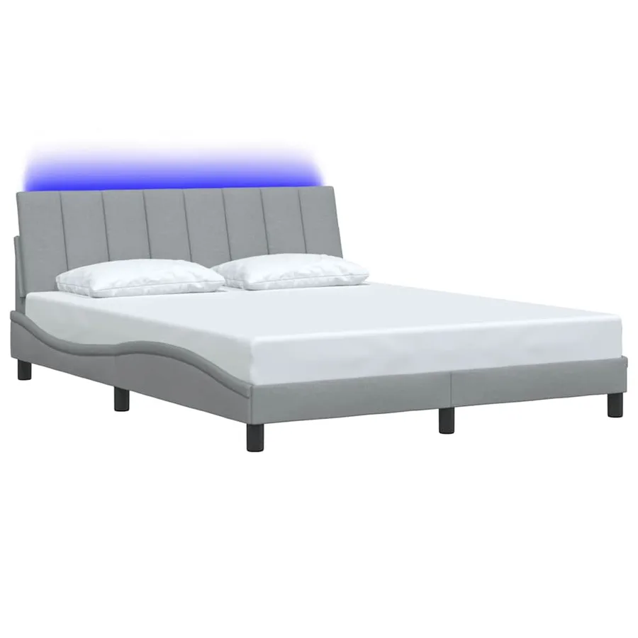 Cadre de lit sans matelas Hanko gris clair 160x200 cm tissu - 3
