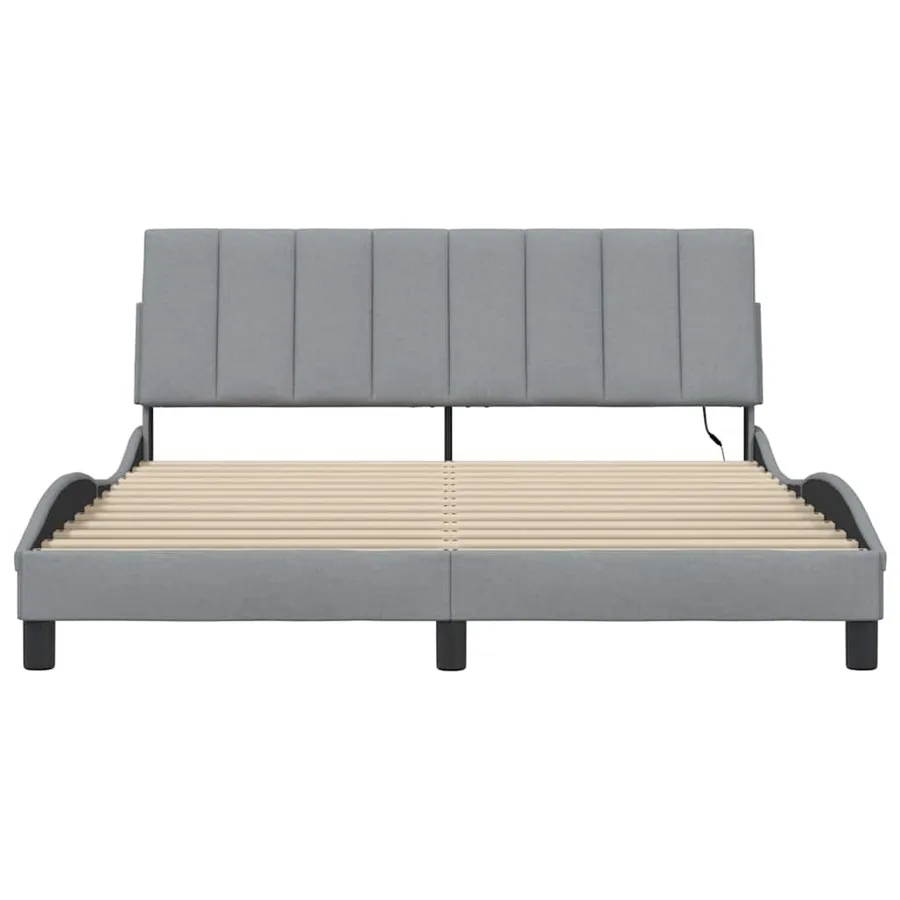 Cadre de lit sans matelas Hanko gris clair 160x200 cm tissu - 6