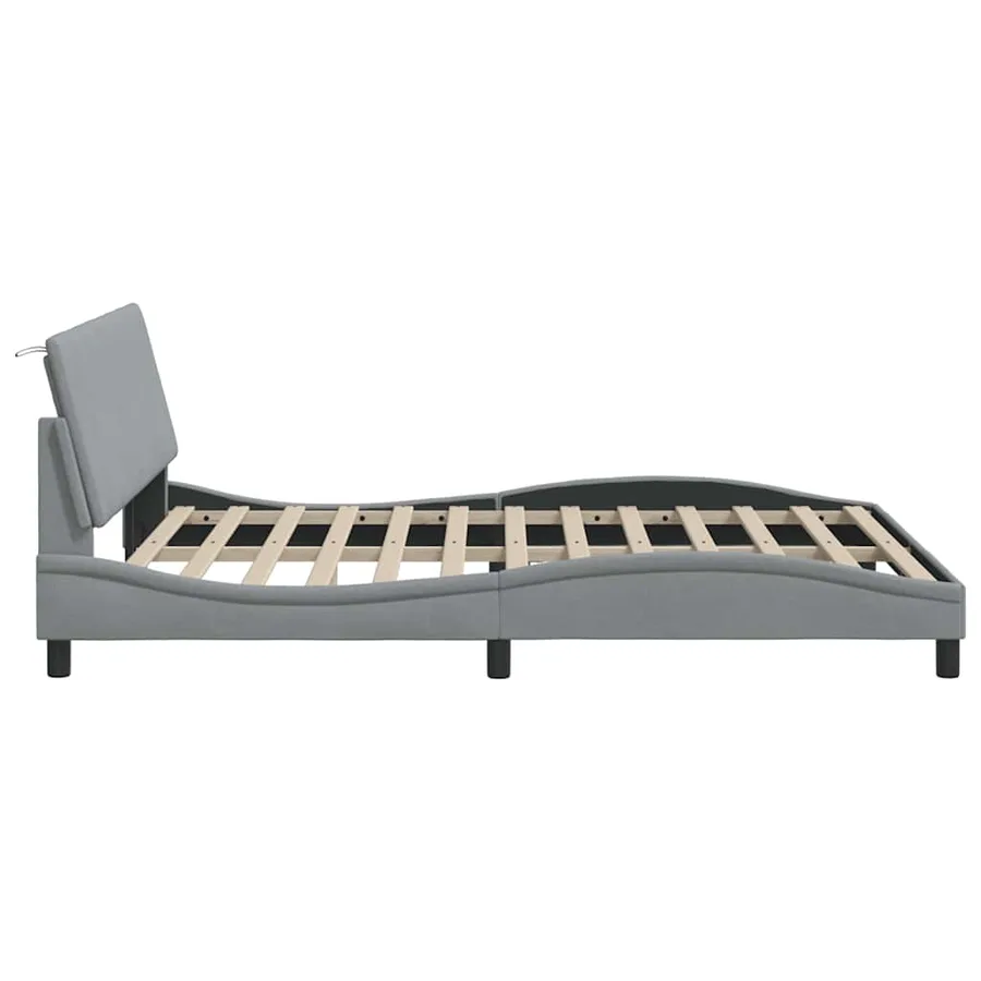 Cadre de lit sans matelas Hanko gris clair 160x200 cm tissu - 9