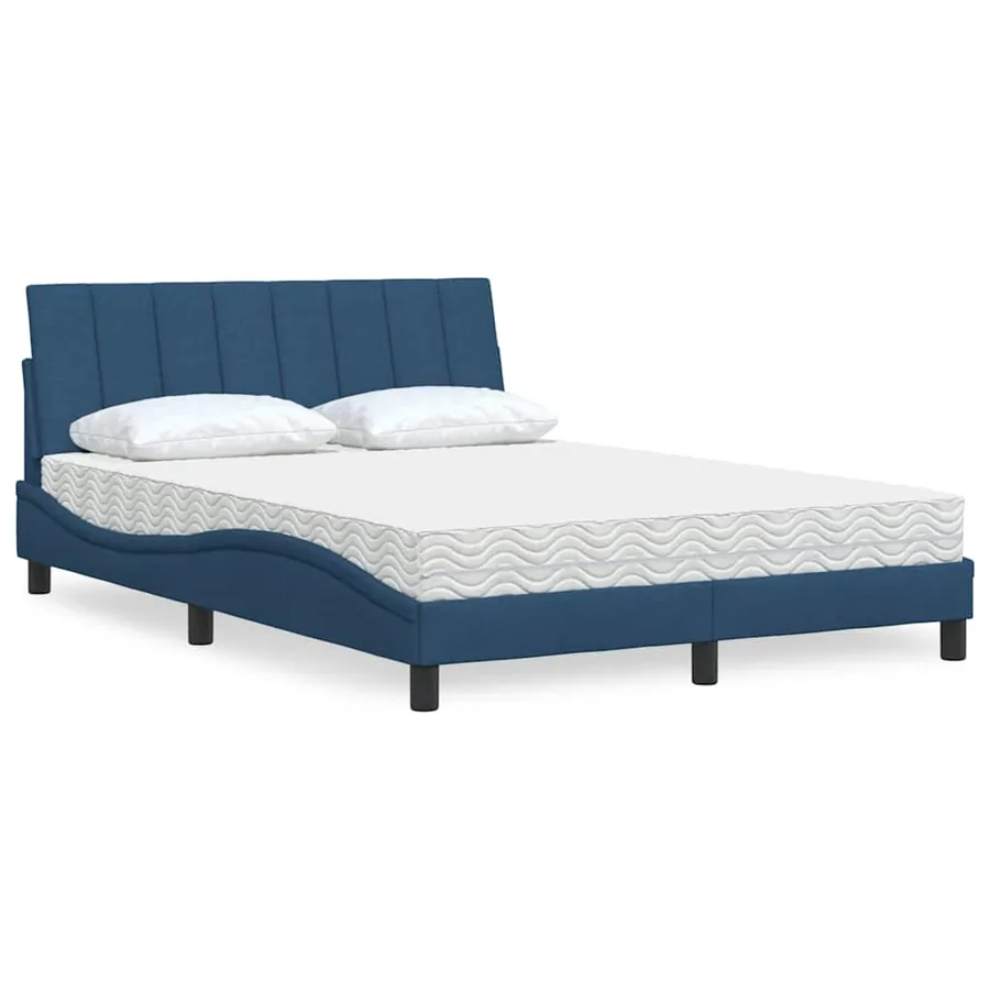 Lit avec matelas Hanko bleu 140x190 cm tissu